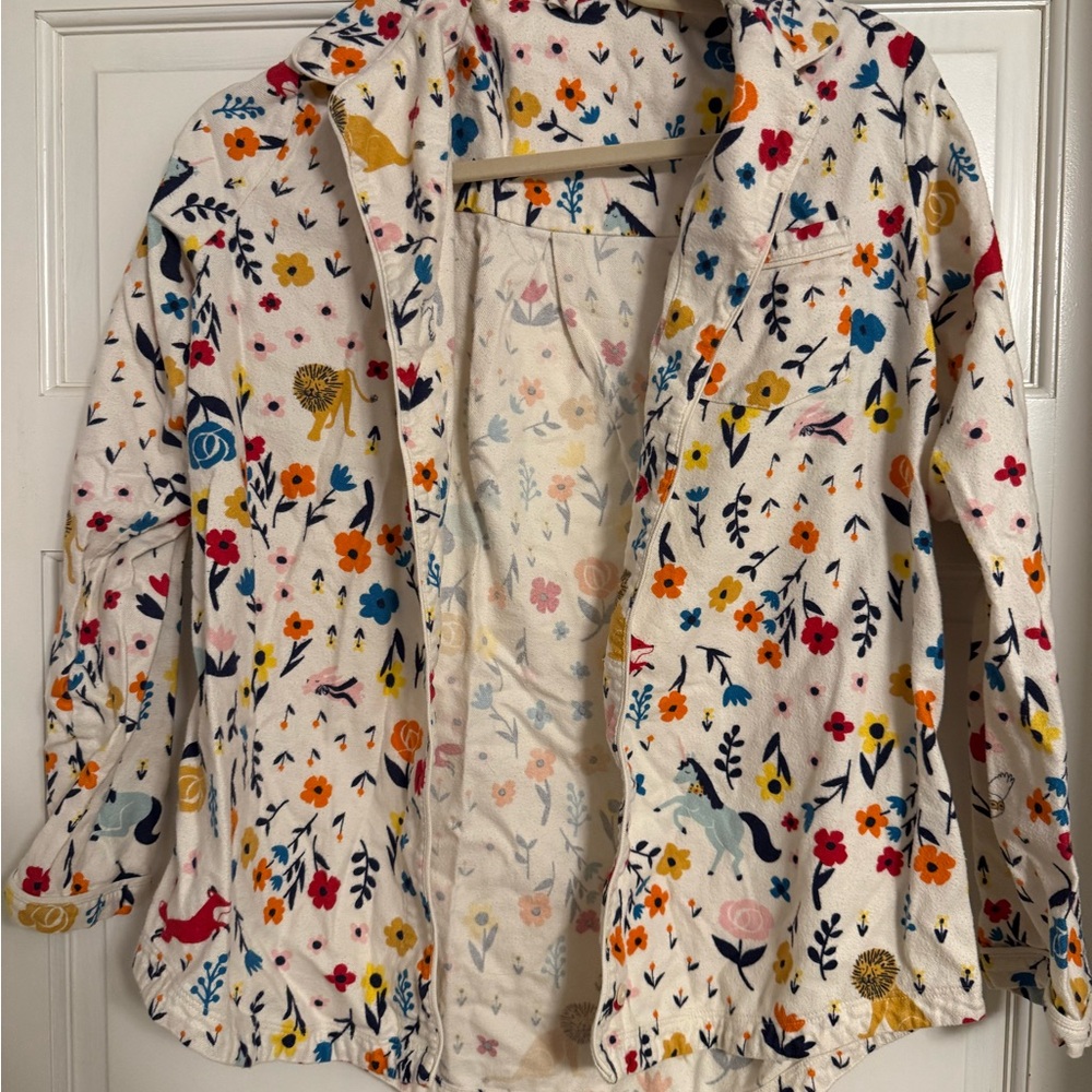 Hanna Andersson White Floral Animal Print Pajama Set